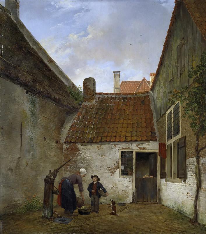 Schelfhout, Andreas -- Binnenplaatsje, 1820-1830