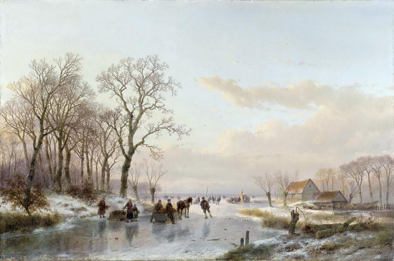 Schelfhout, Andreas -- Een bevroren vaart bij de Maas, 1867