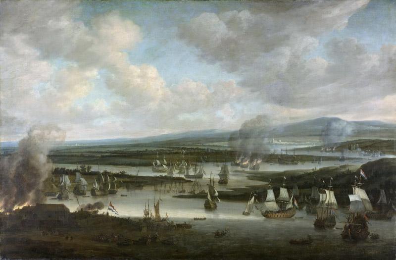 Schellinks, Willem -- Het verbranden van de Engelse vloot bij Chatham, juni 1667