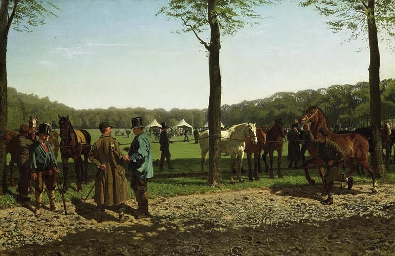 Schermer, Cornelis Albertus Johannes -- Paardenmarkt op de Maliebaan te Den Haag, 1858