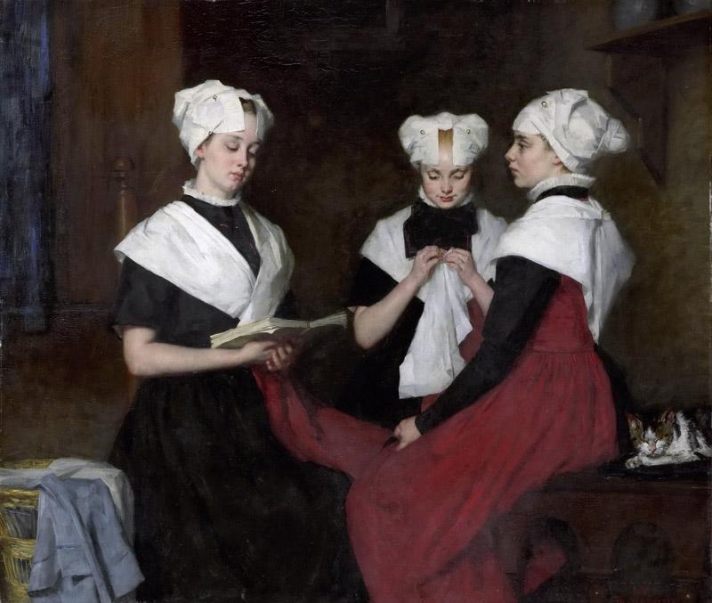 Schwartze, Therese -- Drie meisjes uit het Amsterdamse Burgerweeshuis, 1885