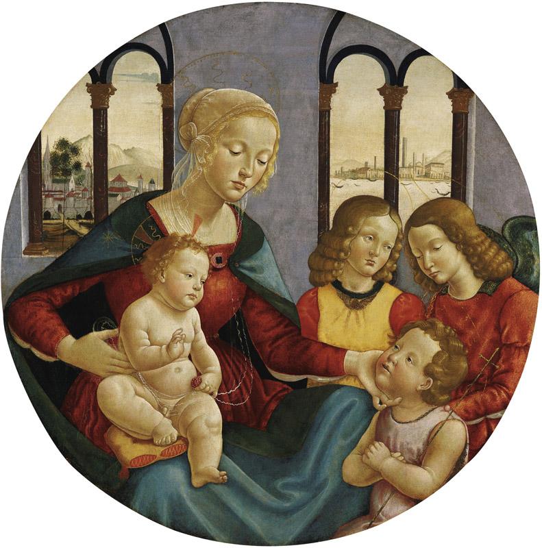 Sebastiano Mainardi - Madonna with Child, the Young St John and Two Angels, c. 1500