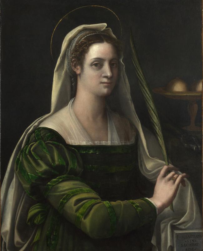 Sebastiano del Piombo - Portrait of a Lady with the Attributes of Saint Agatha