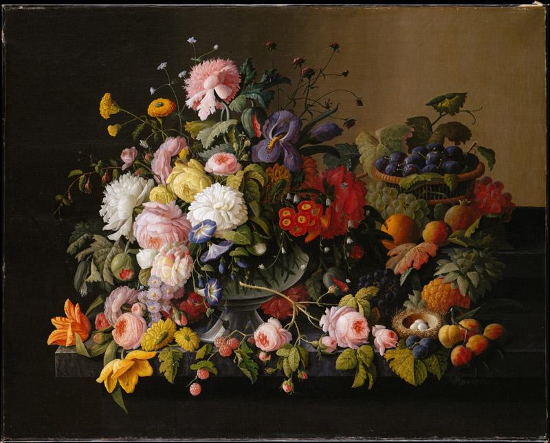 Severin Roesen--Still Life Flowers and Fruit