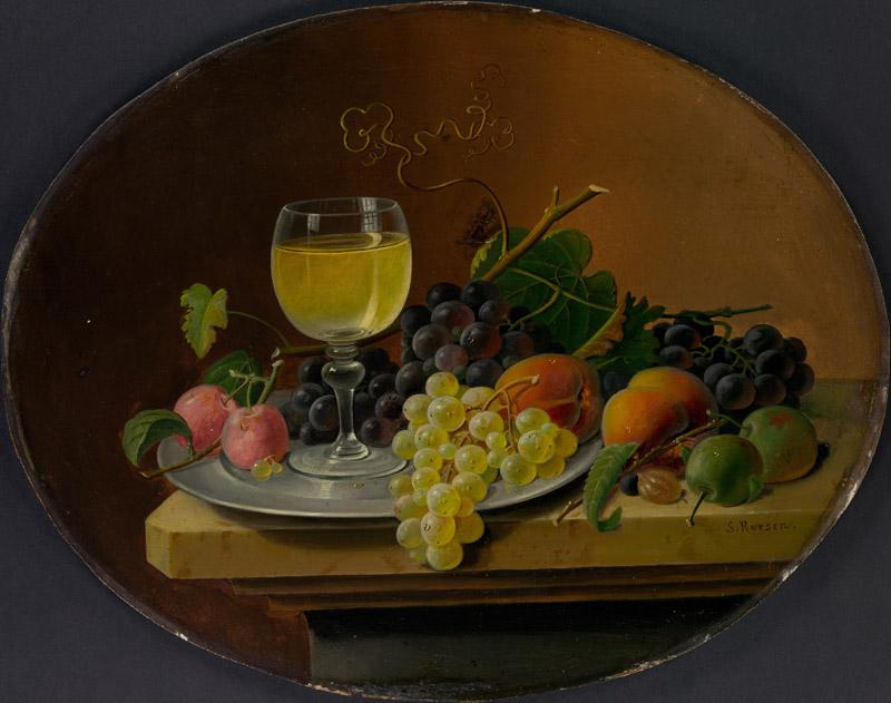 Severin Roesen--Still Life Fruit and Wine Glass