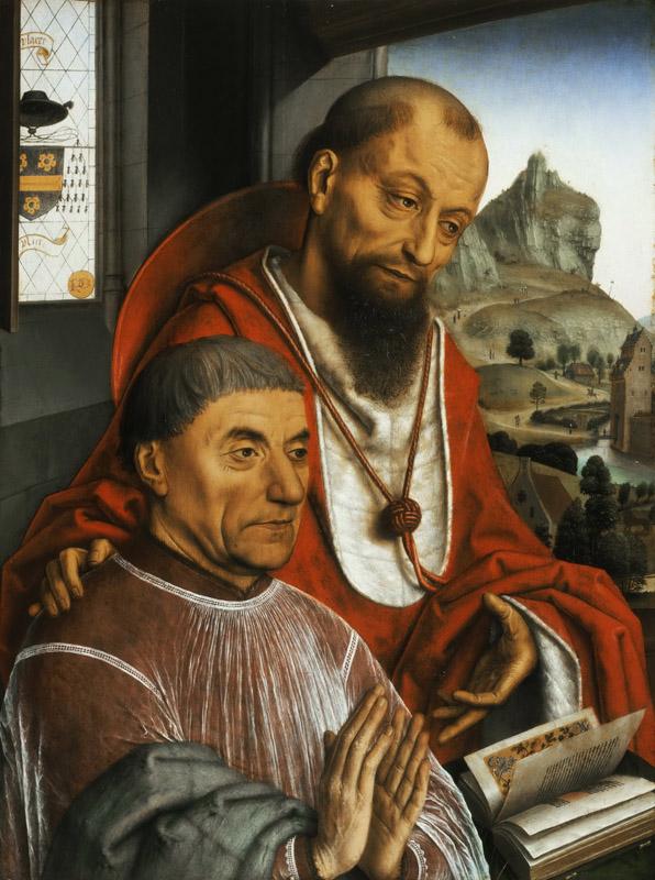 Simon Marmion, Netherlandish (active Amiens, Lille, Tournai, and Valenciennes), first documented 1449, died 1489 -- Saint Jerome and a Cardinal Praying