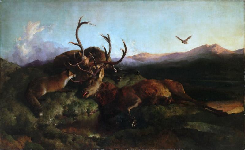 Sir Edwin Landseer, English, 1802-1873 -- Morning (Two Dead Stags and a Fox)