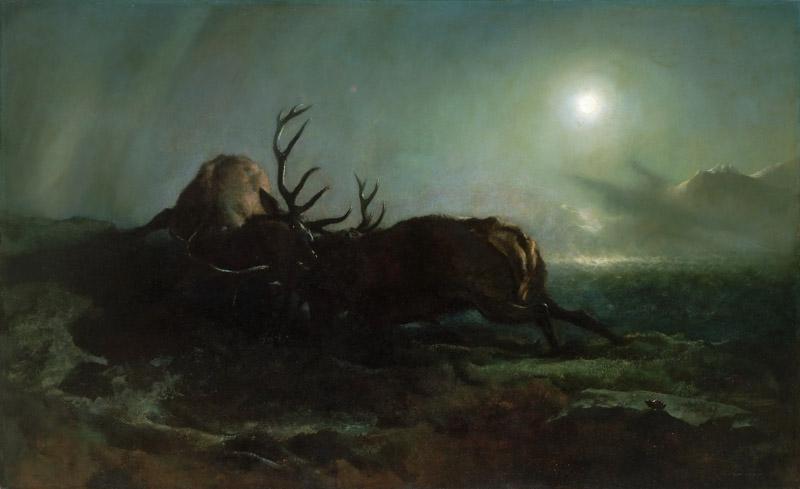 Sir Edwin Landseer, English, 1802-1873 -- Night (Two Stags Battling by Moonlight)
