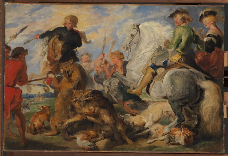 Sir Edwin Landseer--Copy after Rubens Wolf and Fox Hunt