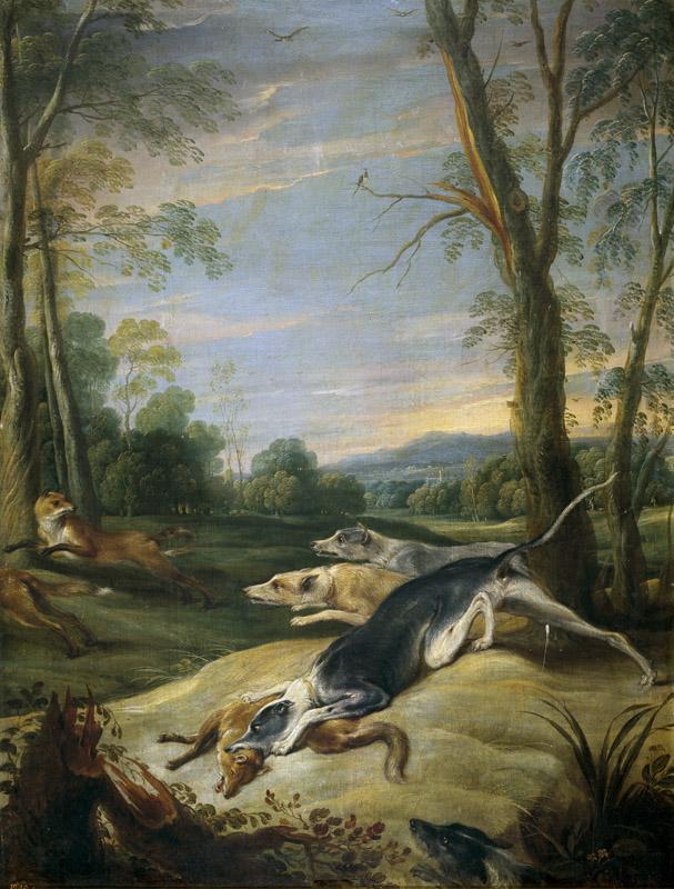 Snyders, Frans-Zorras perseguidas por perros-111 cm x 83 cm