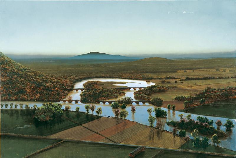 Stephen Hannock--The Oxbow After Church, After Cole, Flooded (Flooded River