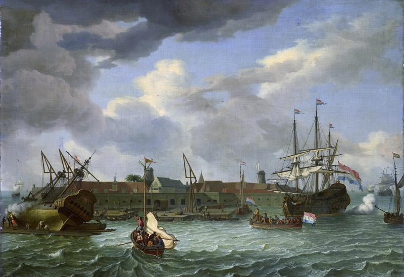 Storck, Abraham -- Het eiland Onrust bij Batavia, 1699