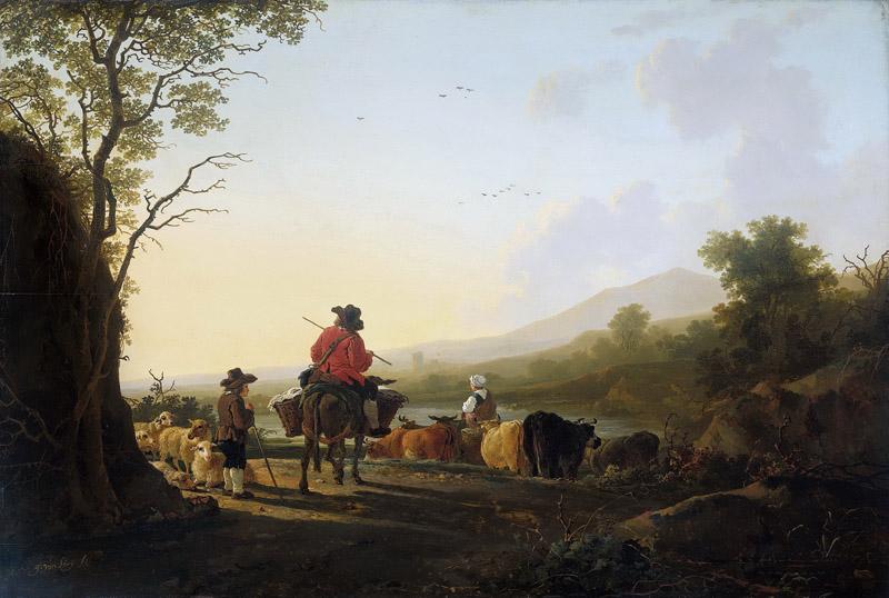 Strij, Jacob van -- Landschap met veedrijver en schaapherder, 1800-1815