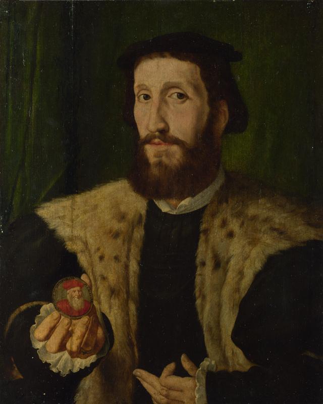 Style of Jan Cornelisz. Vermeyen - A Man holding a Coloured Medal