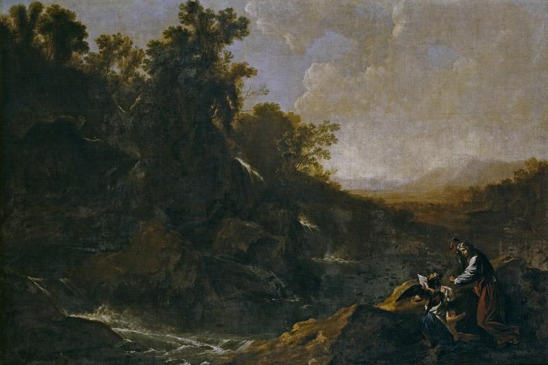 Swanevelt, Herman van-Paisaje con Santa Rosalia de Palermo-158 cm x 234 cm