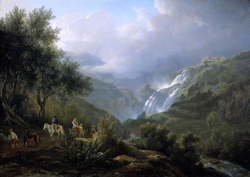 Teerlink, Abraham -- De Cascatelle bij Tivoli bij opkomend onweer, 1824