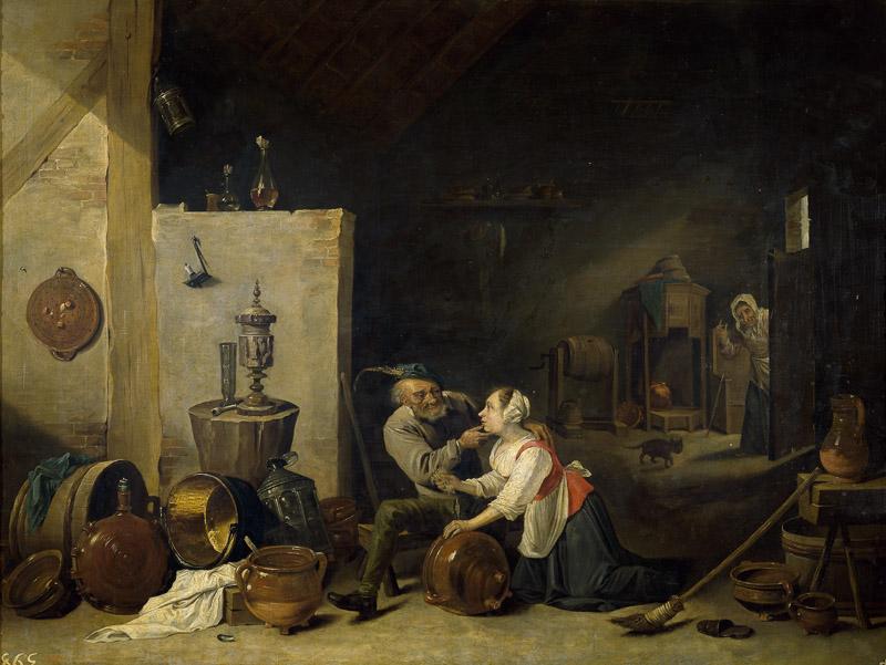 Teniers, David (Copia)-El viejo y la criada-49 cm x 64 cm