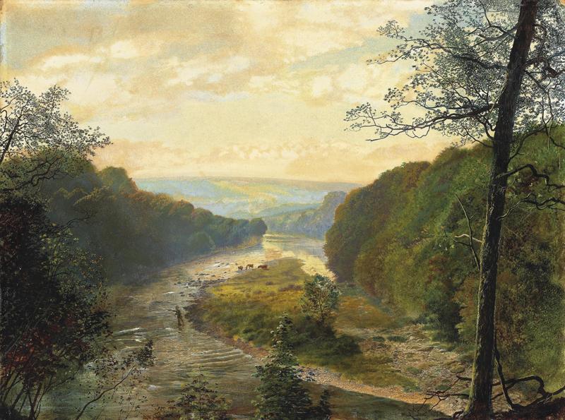 The Wharfe Valley, with Barden Tower beyond, 1867 (reproduction from Christie)