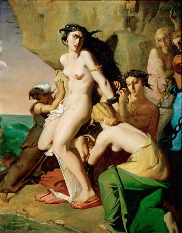 Theodore Chasseriau -- Andromeda Chained to the Rock by the Mermaids