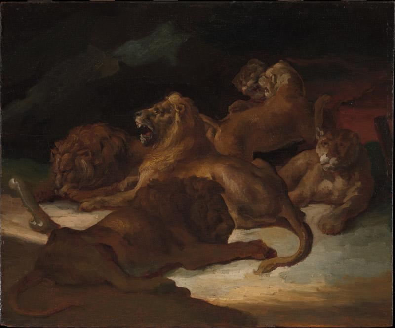 Theodore Gericault--Lions in a Mountainous Landscape