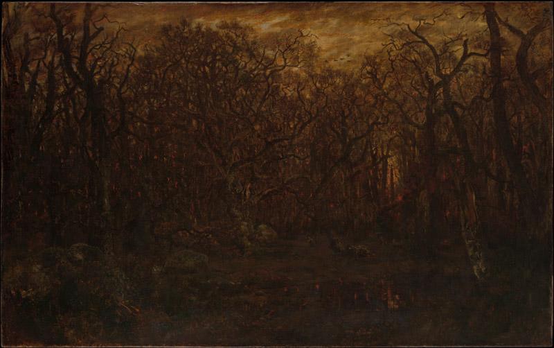 Theodore Rousseau--The Forest in Winter at Sunset