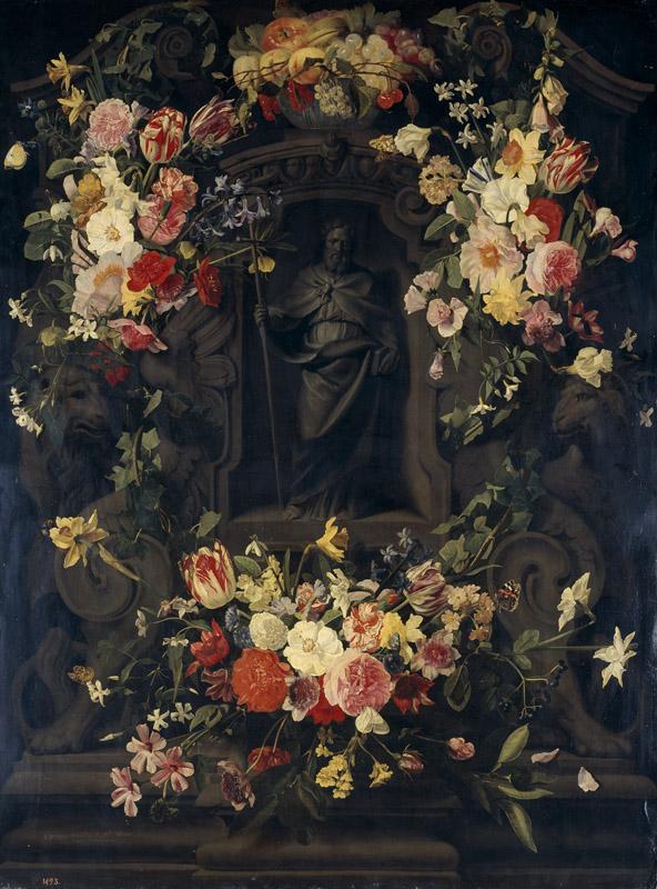 Thielen, Jan Philip van-San Felipe en hornacina rodeada de flores-126 cm x 96 cm