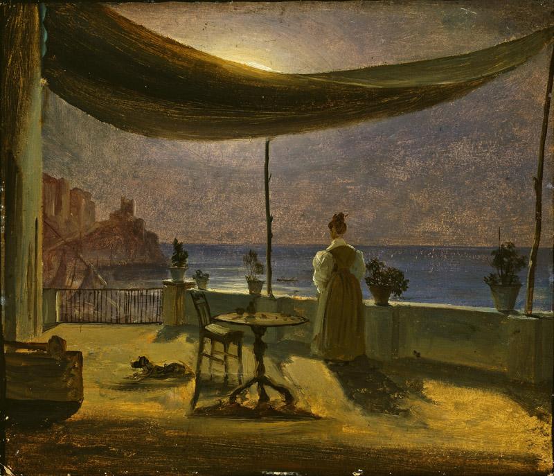 Thomas Fearnley - A Terrace in Amalfi in Moonlight