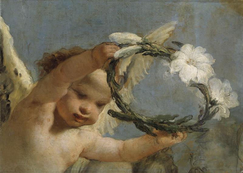 Tiepolo, Giambattista-Angel con corona de azucenas-40 cm x 53 cm