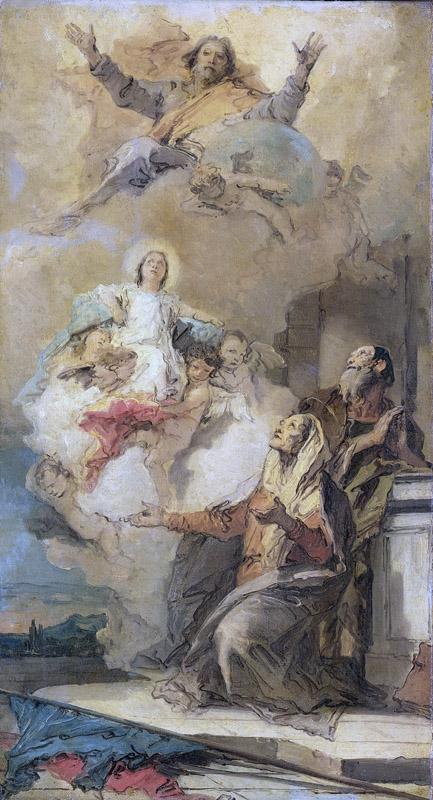 Tiepolo, Giovanni Battista -- God de Vader zendt de Maagd Maria aan haar ouders Joachim en Anna, 1757-1759