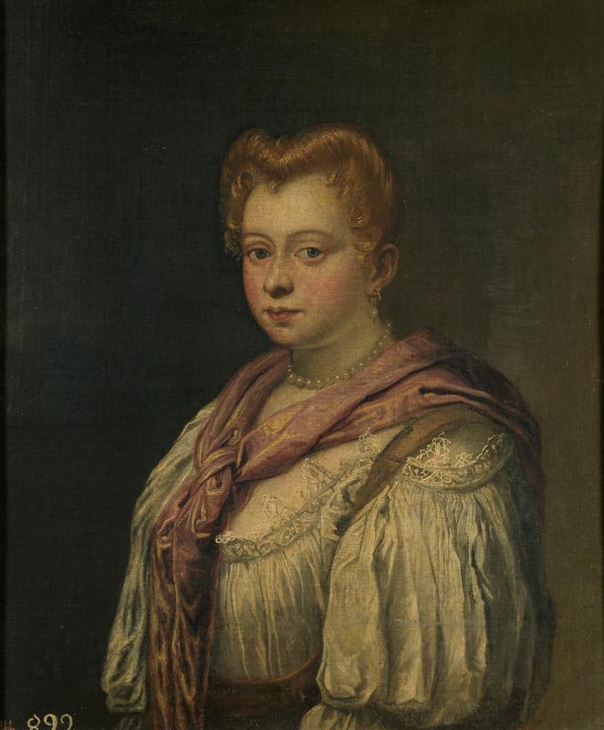 Tintoretto, Domenico-Joven veneciana-77 cm x 65 cm
