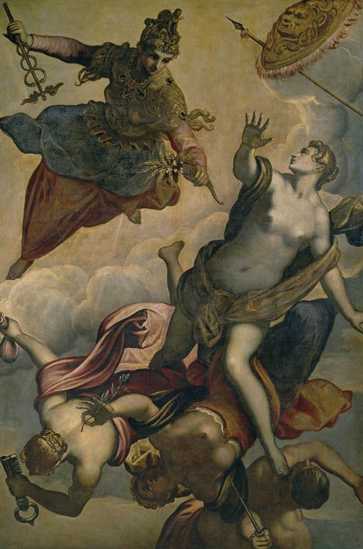 Tintoretto, Domenico-La Prosperidad o la Virtud ahuyentando los Males-207 cm x 140 cm