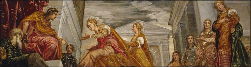 Tintoretto, Jacopo Robusti-La reina de Saba ante Salomon-58 cm x 205 cm
