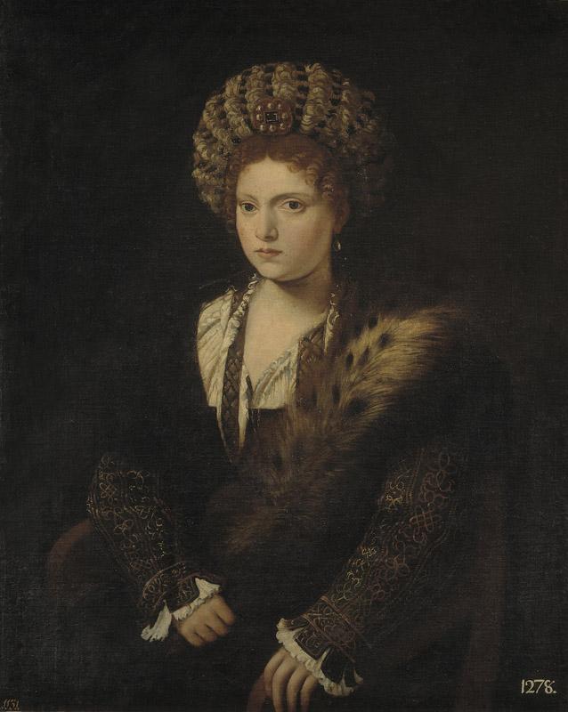 Tiziano, Vecellio di Gregorio (Copia)-Isabel de Este, marquesa de Mantua-106 cm x 86 cm