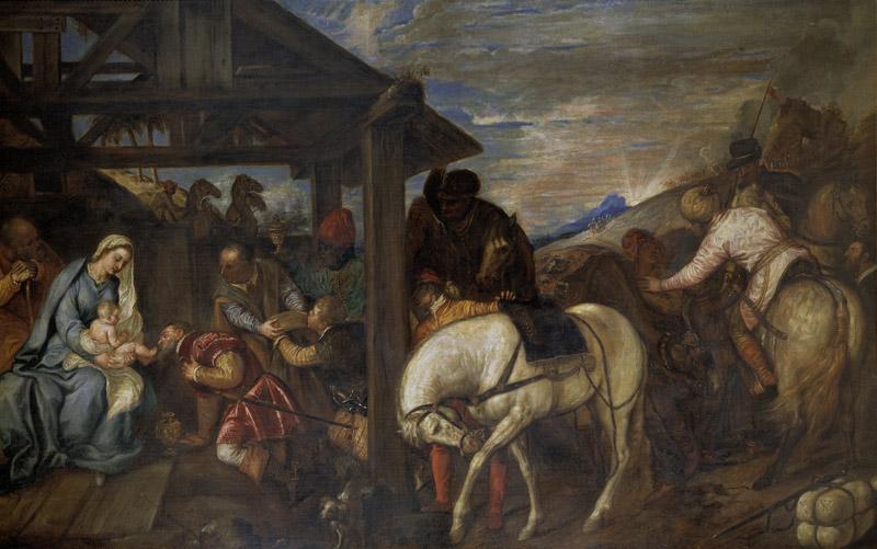 Tiziano, Vecellio di Gregorio-Adoracion de los Reyes Magos-141 cm x 219 cm