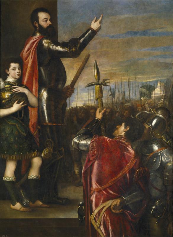 Tiziano, Vecellio di Gregorio-Alocucion del marques del Vasto a sus soldados-223 cm x 165 cm