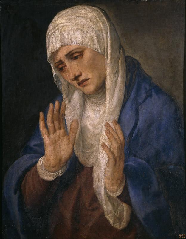 Tiziano, Vecellio di Gregorio-Dolorosa con las manos abiertas-68 cm x 53 cm
