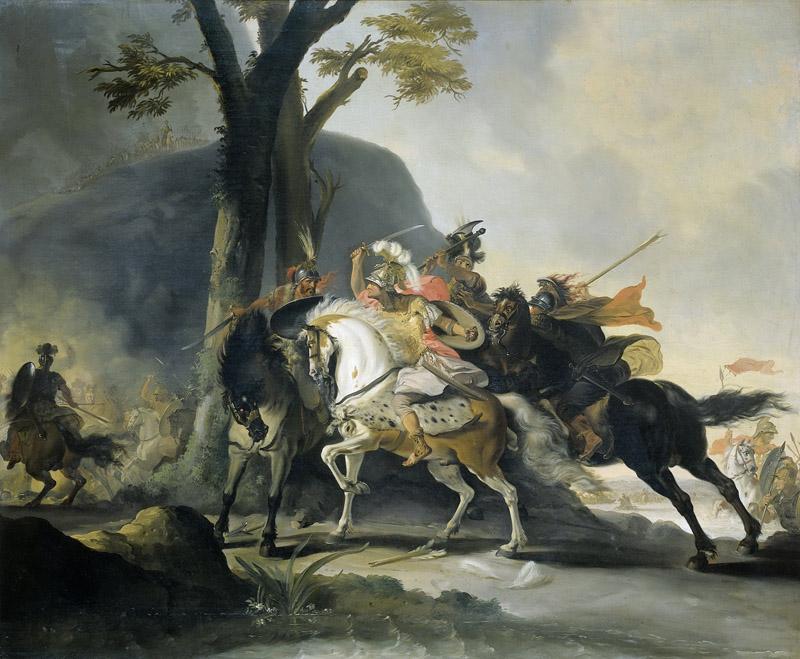 Troost, Cornelis -- Alexander de Grote in de slag tegen de Perzen bij de Granikos, 1737