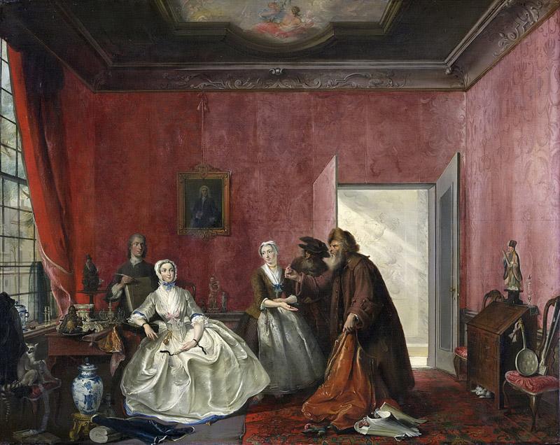 Troost, Cornelis -- Joanna en de smousen 3de bedrijf, 5de toneel uit het blijspel De Spilpenning of de verkwistende vrouw van Thomas Asselijn, 1741