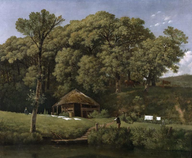 Troostwijk, Wouter Johannes van -- Een bouwhoeve aan de oever van een beek in Gelderland, 1805-1810
