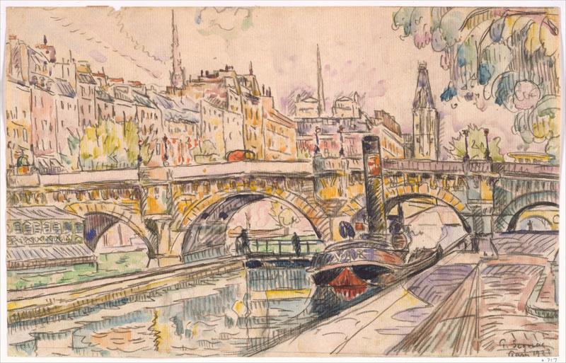 Tugboat at the Pont Neuf, Paris-Paul Signac (French, Paris 1863-1935 Paris)
