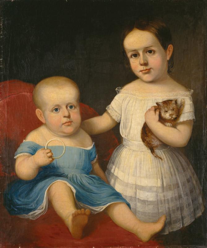 Unknown - Two Children with Cat, ca. 1845