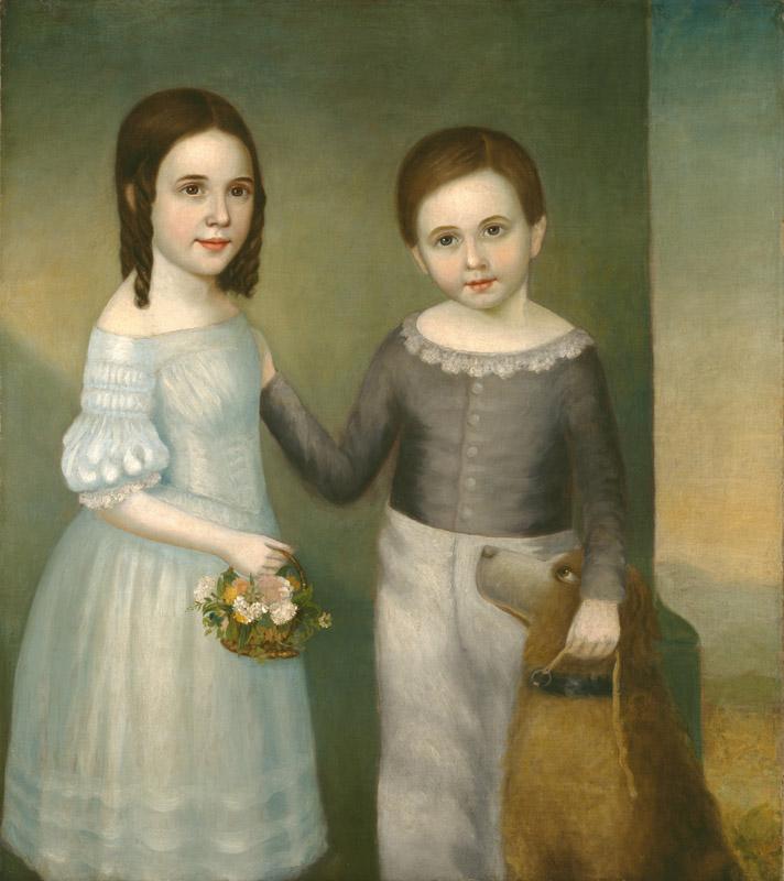 Unknown - Two Children with Dog, ca. 1845