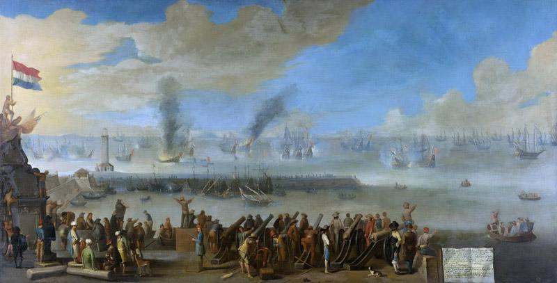 Unknown Artist -- De zeeslag bij Livorno, 14 maart 1653, gebeurtenis uit de Eerste Engels-Nederlandse Zeeoorlog, 1653 - 1660