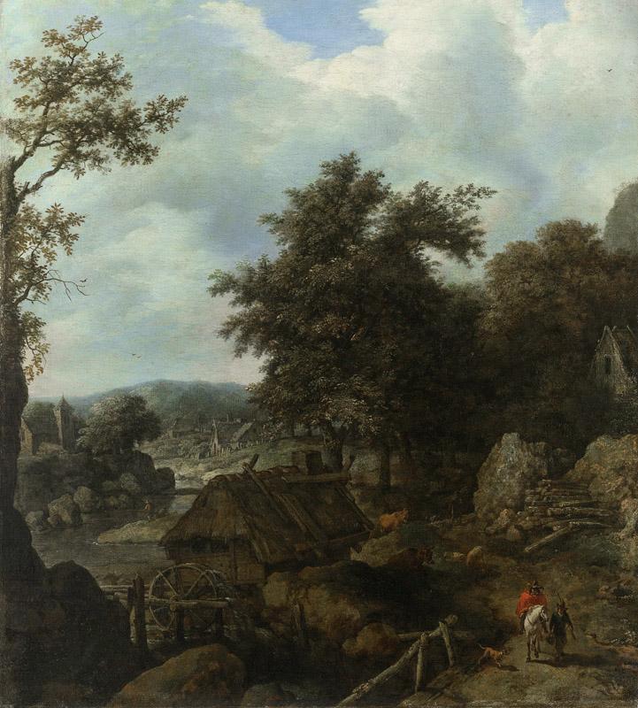 Unknown artist - Zweeds landschap met een watermolen, 1655