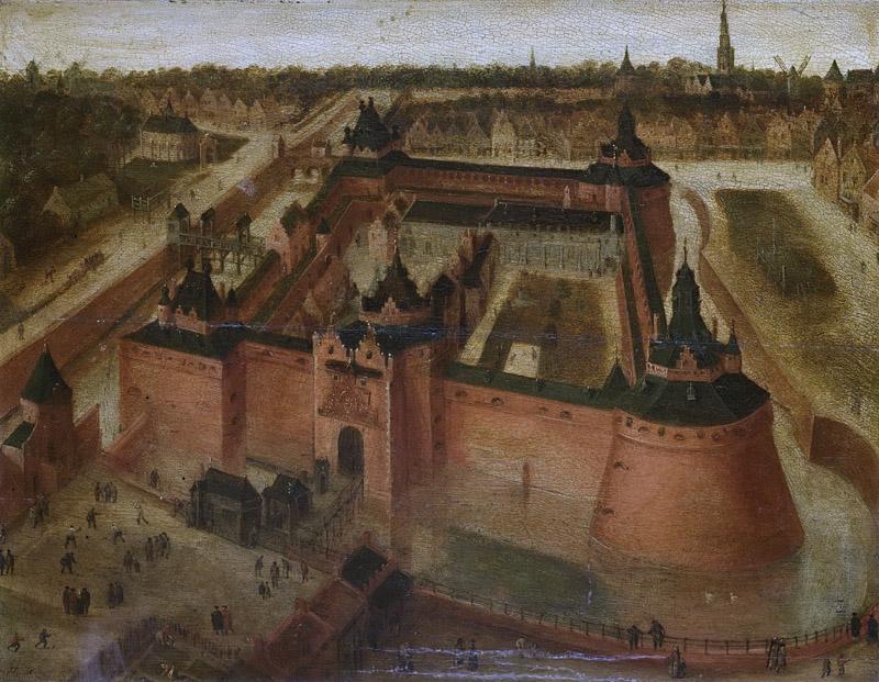 Unknown artist -- Het kasteel Vredenburch te Utrecht in vogelvlucht, 1550-1599
