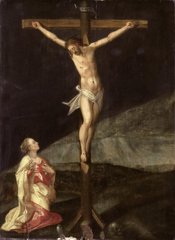 Unknown artist -- Maria Magdalena bij het kruis, 1610
