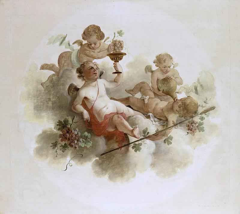 Unknown artist -- Vier putti met druiven, 1725-1774