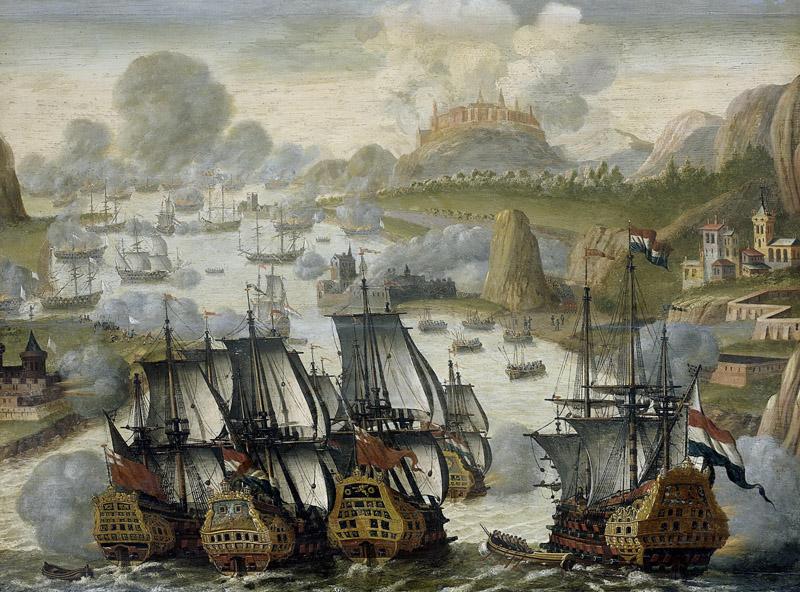 Unknown artist -- Zeeslag in de baai van Vigo, 23 oktober 1702