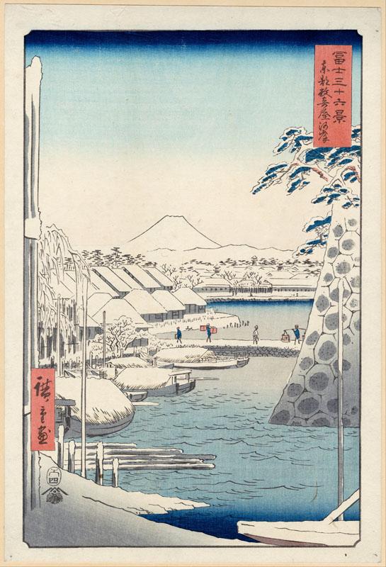 Utagawa Hiroshige I, published by Tsutaya Kichizo (Koeido) - Riverbank at Sukiya in Edo