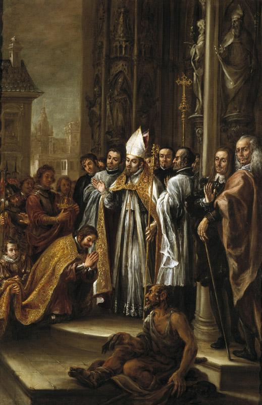 Valdes Leal, Juan de-San Ambrosio absolviendo al emperador Teodosio